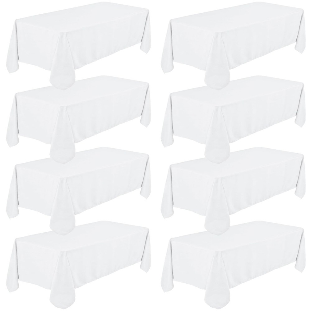 Fivenl 8 Pack White Tablecloth 70 x 120 Inch, Premium Rectangle Table Clothes…