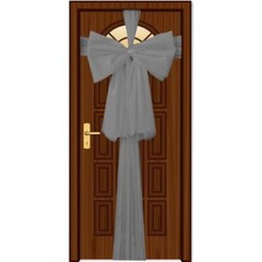 2PCS Giant Christmas Door Bow Silver Organza Wedding Festive Xmas Home Decor 9m