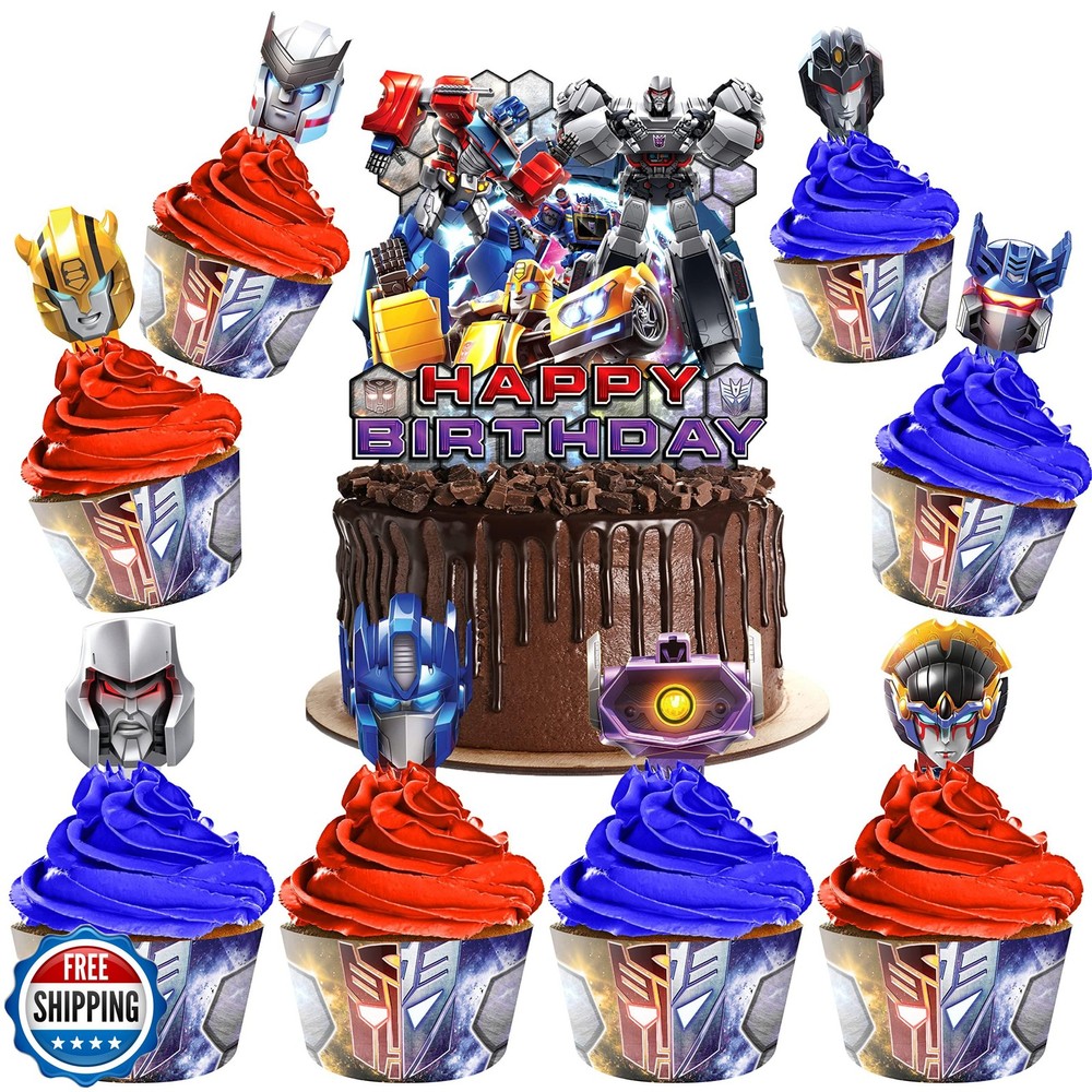 Treasures Gifted Officially Licensed Transformers Cake Decorations Set – (24)