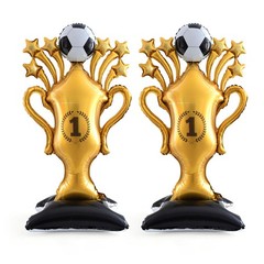 Gold Soccer Trophy Foil Balloon, 2PCS 59″ Giant Self Standing Champion Cup Ba…