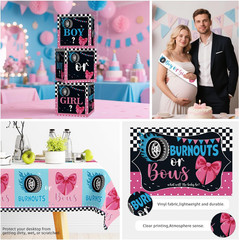 287pcs Burnouts or Bows Gender Reveal Decorations, One-stop Baby Gender Reveal D