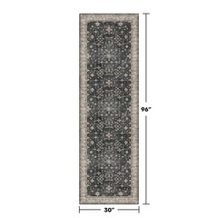 Dark Washable Long Runners for Hallways, 2’6″ x 8′ (Runner), Ashen / Multi
