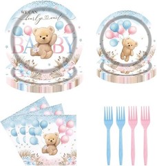 Can Barely Wait Baby Shower Disposable Tableware Set (Plates, Napkins, Forks)