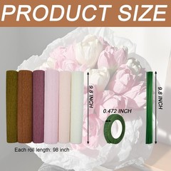 57 PCS Brown Crepe Paper Flower DIY Kit Rolls Sheets Floral Iron Wires