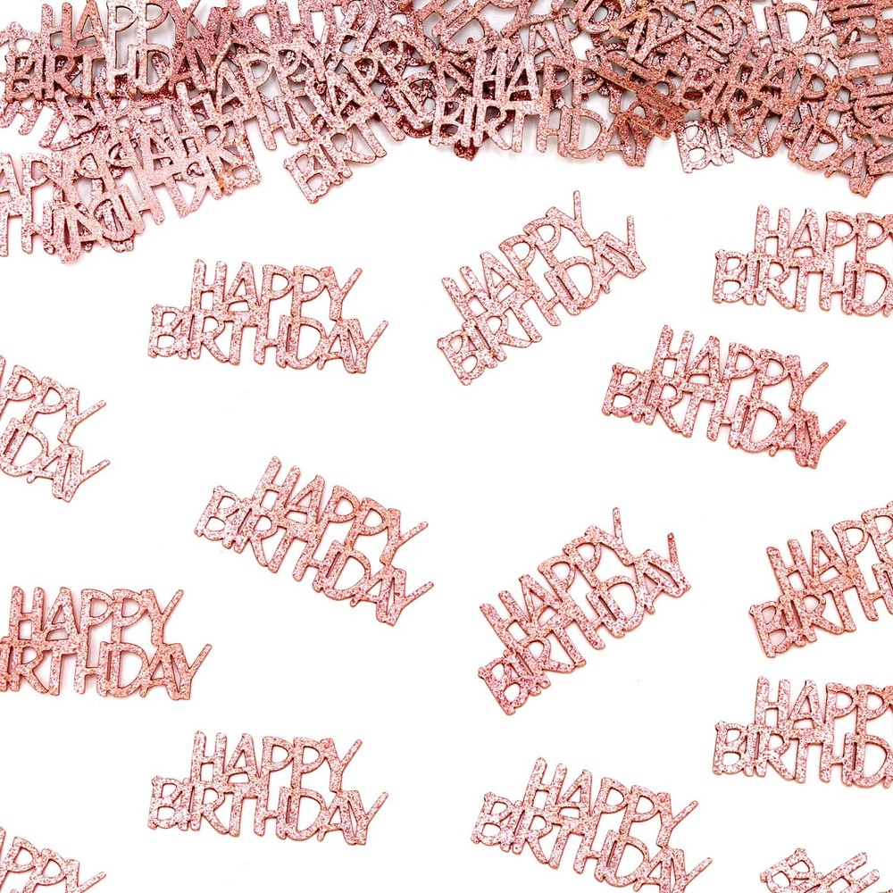 100 PC Rose Gold «Happy Birthday» Confetti for Girls Women Party Tables