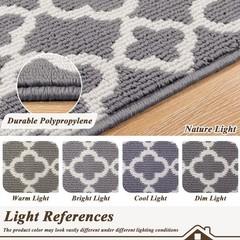 U’Artlines Runner Rug for Hallway 2×6feet Non Slip Kitchen 2′ x 6′, Grey