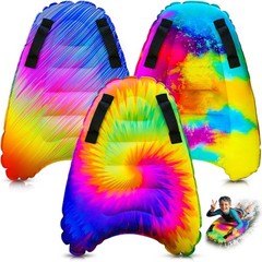 3 Pack Inflatable Surf Body Boards with Handles for Water Slides, Boogie Boar…