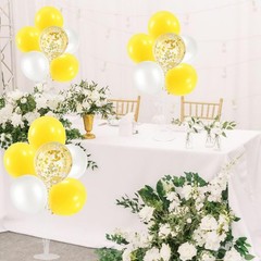 4Set Yellow and White Balloon Stand Table Centerpiece Party Decor