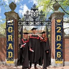 Navy Blue and Gold Graduation Decorations Class of 2026 Hanging Grad Banner -…