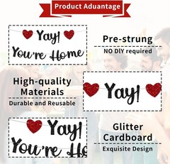 Black Glitter Welcome Home Banner Yay You’re Home Housewarming Party Decor
