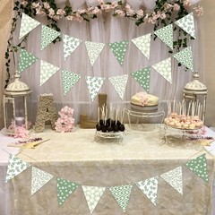 3pcs Sage Green Floral Triangle Bunting Banners Boho Greenery Pennant Flags f…