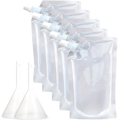 Clear Plastic Spouted Alcohol Juice Drink Festivals Bag Pouch 500ML Reusable