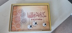 Metal eid mubarak gold tray reusable washable multi purpose