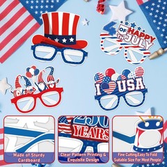 32 Pcs 250th Anniversary Decorations Paper Glasses, 250 Years of Freedom Deco…