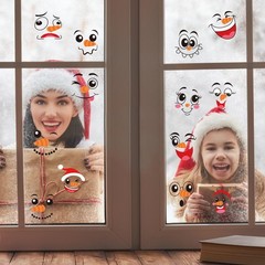 LOMIMOS Snowman Faces Stickers,42 Pcs Cute Face Decals Christmas Red