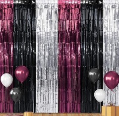 Graduation Party Decorations , Congrats Grad Banner & Fringe Foil Curtain Maroon