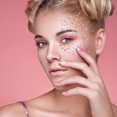 Multicolor Manicure Glitter Confetti 3.6Oz/100G, Mixed Shapes Size 2-10Mm for Pa
