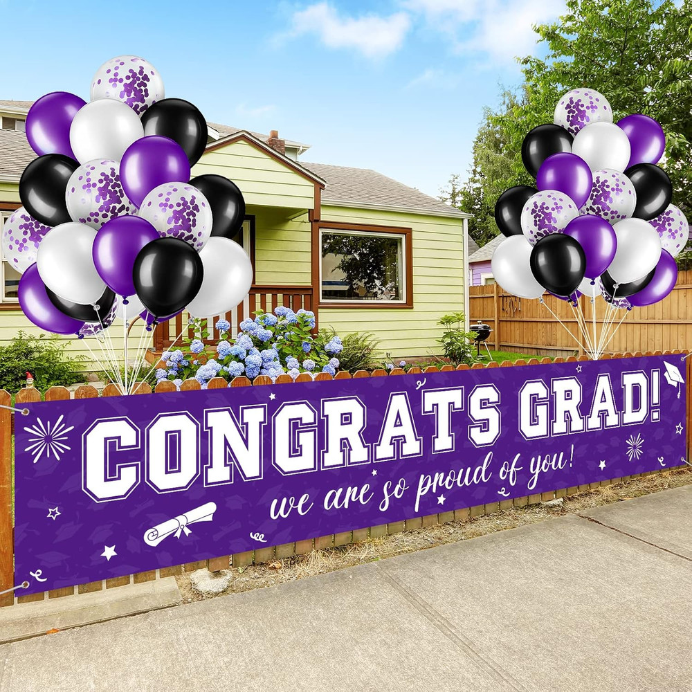 37Pcs Class of 2026 Graduation Banner Balloons Set Congrats Grad Party Decor