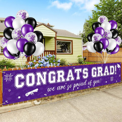 37Pcs Class of 2026 Graduation Banner Balloons Set Congrats Grad Party Decor