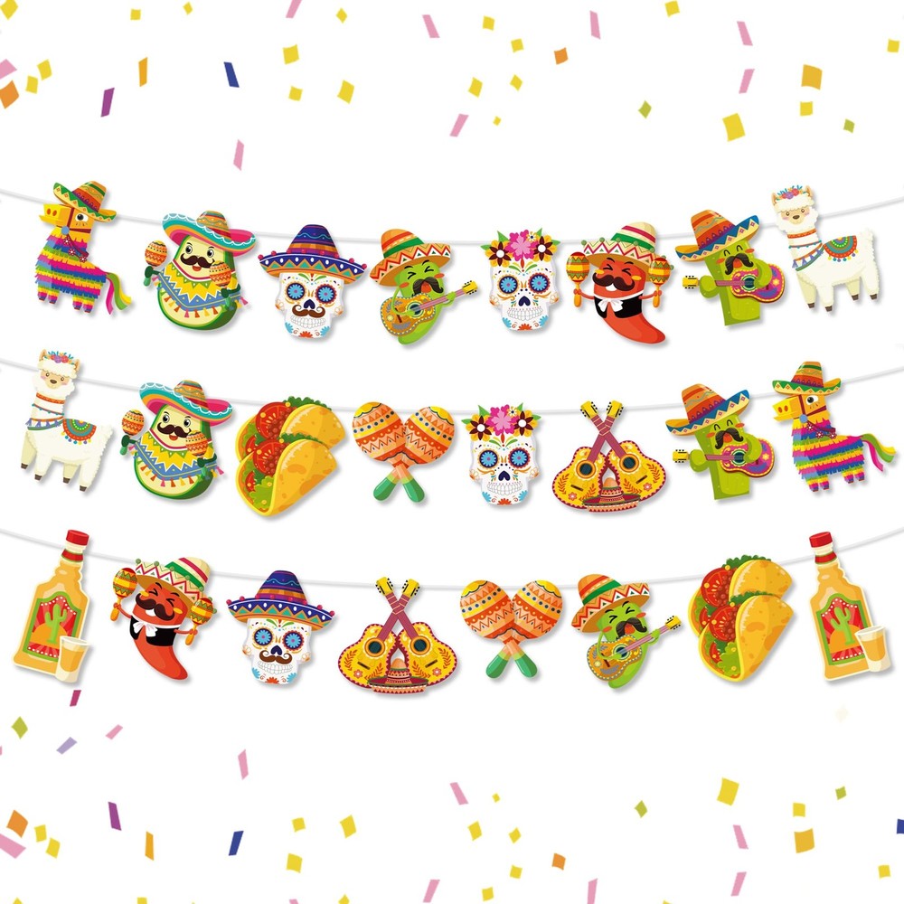24PCS Mexican Theme Party Decorations, Fiesta Mexican Banner Cinco De Mayo Pa…