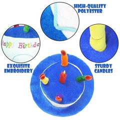 Colorful Cake Party Hat for Adults, Soft Plush Birthday Hat with Tilted Candles