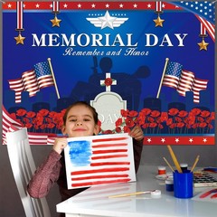 Veterans Day Decorations Memorial Day Background Banner Red and Blue Veteran…