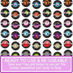 8Pcs Vinyl Records Theme Garlands for Rock and Roll Party Hanging Decorations Re