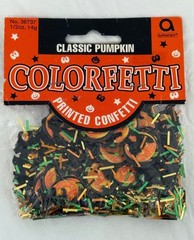 Vintage Amscan 1/2oz/14g Printed Classic Pumpkin Yellow/Green/Orange Confetti