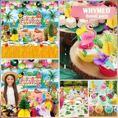 Tropical Luau Party Decorations 161 Pcs – Aloha Backdrop, Table Skirt, Balloons