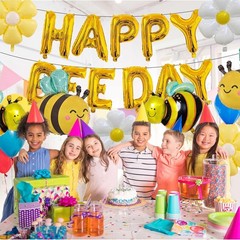 Bee Balloons Foil Bumble Balloon – 19 Pcs Yellow and Black happy Bee Day Birt…