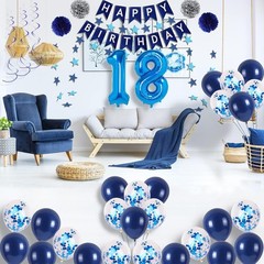 18th Blue Birthday Party Decorations for Boys Girls, Happy 18 Birthday Balloo…
