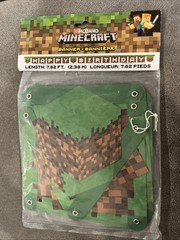 NEW! Mojang MINECRAFT “Happy Birthday” Banner 7.82 Feet Long Grass & Soil Blocks