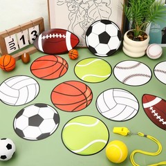 60 PCS Sport Ball Paper Cutouts with 100 Glue Points for Bulletin Board Decor