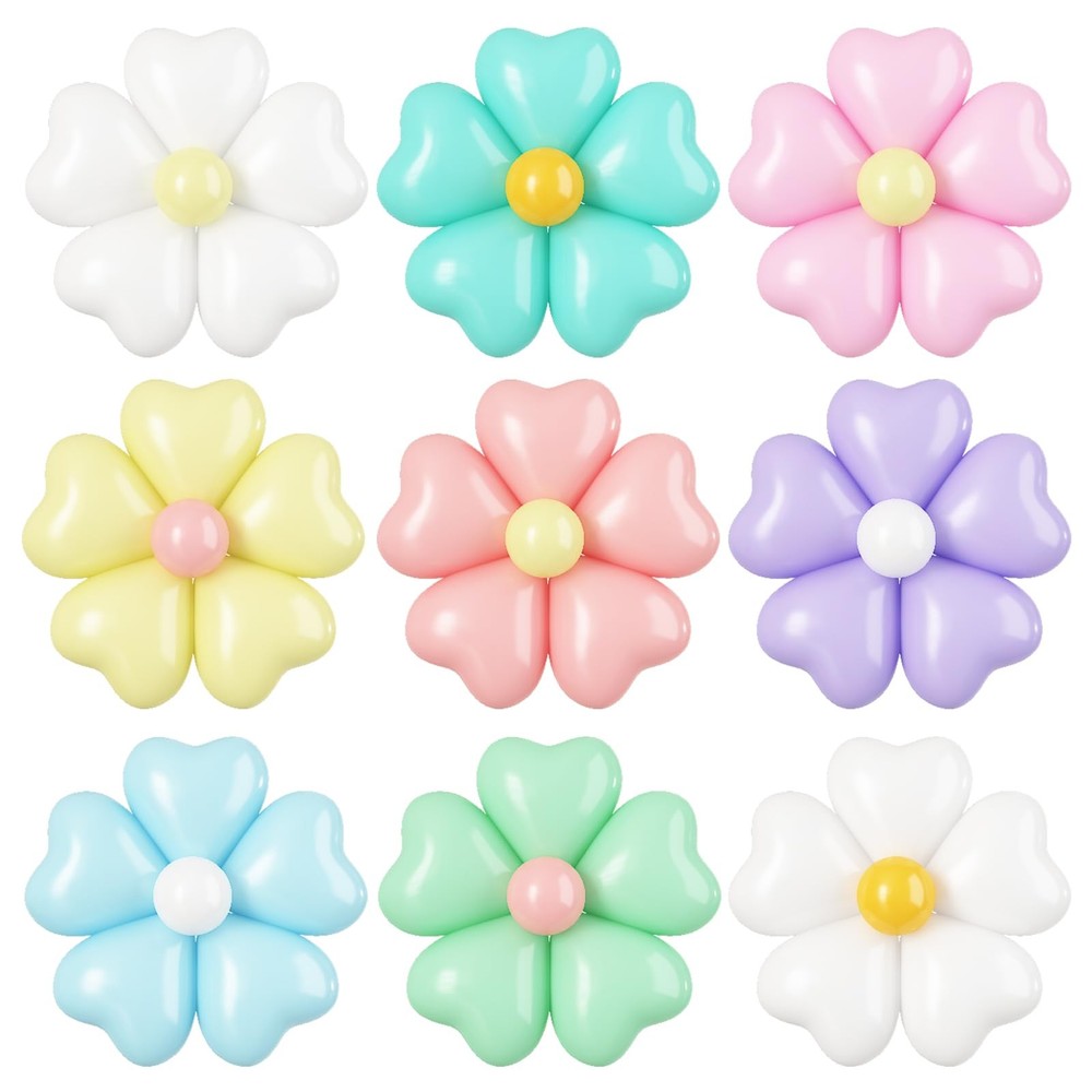 16 Set Flower Balloons DIY Kit,Colorful Heart Balloons Daisy Balloon Flower H…