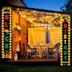 Black History Month Banner with Lights – African American Porch Decor, 70.9″x11.