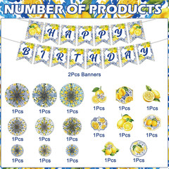 Amalfi Coast Party Decorations – 19 Pcs Lemon Themed Birthday Party Decor with B