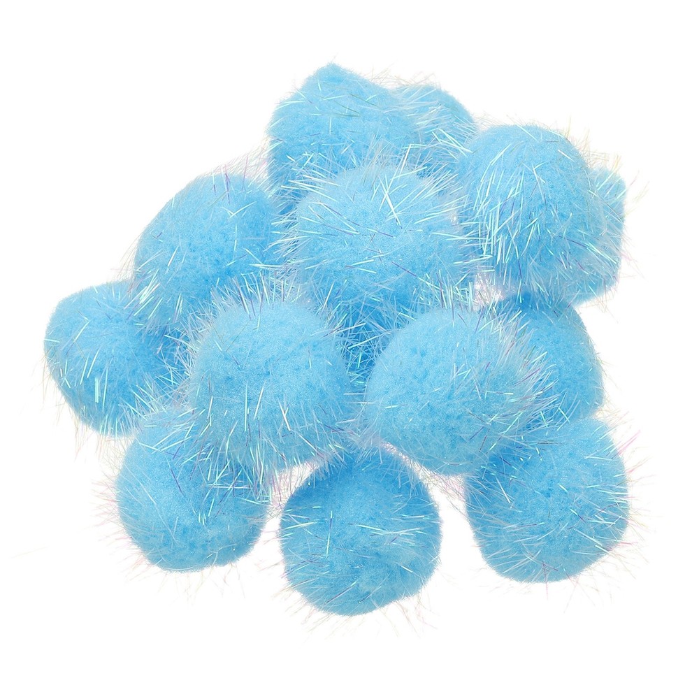 16Pcs 1.8 Inch Sparkle Flash Balls Pet Cat Pom Pom Fuzzy Balls Blue
