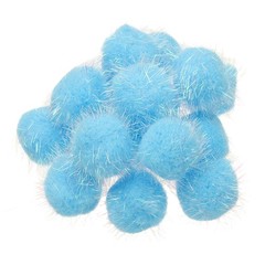 16Pcs 1.8 Inch Sparkle Flash Balls Pet Cat Pom Pom Fuzzy Balls Blue