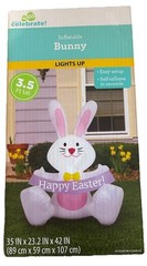 OUTDOOR EASTER DECOR~LIGHTED INFLATABLE~3.5 FT~BUNNY~HAPPY EASTER~NIB