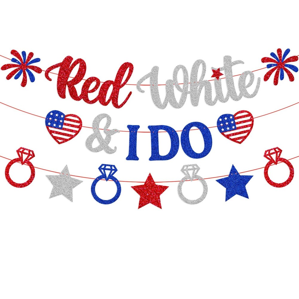 Red White and I Do Banner Independence Day 4 inches by 40 inches, Multi Color