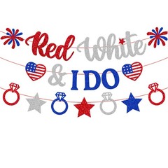 Red White and I Do Banner Independence Day 4 inches by 40 inches, Multi Color