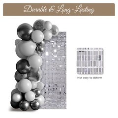 12 Pcs Silver Shimmer Wall Backdrop Panels Square Sequin Party Decoration 3×4 Ft
