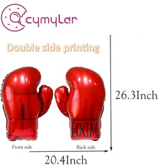 Boxing Birthday Party Decorations，Red Black Boxing Gloves Foil Balloons,Wrestlin