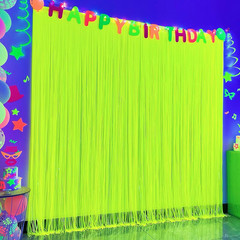 Glow in the Dark Party Supplies, Neon Party Decorations Foil Fringe Curtains wit