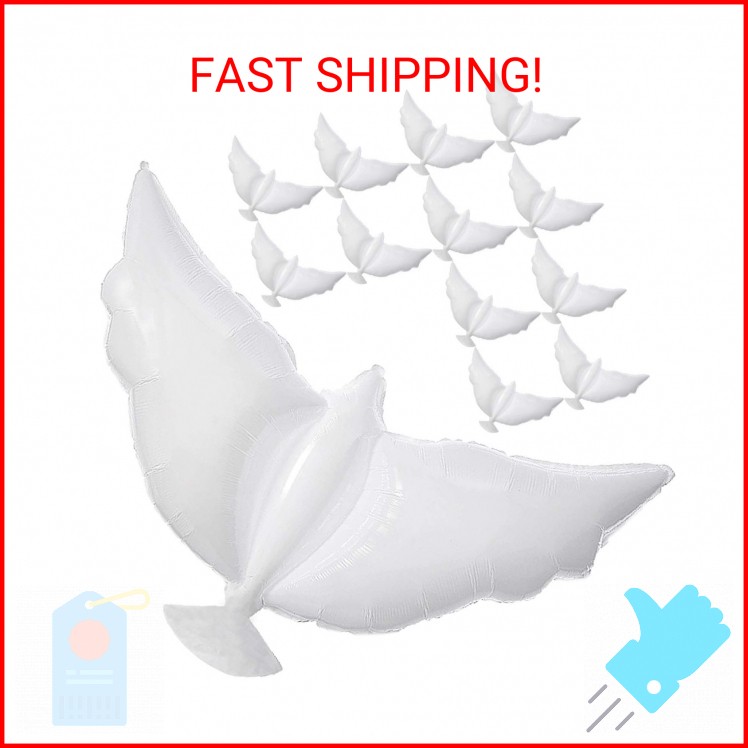 12-Pack Dove Balloons Memorial Release in Sky, Biodegradable White Angel Lantern
