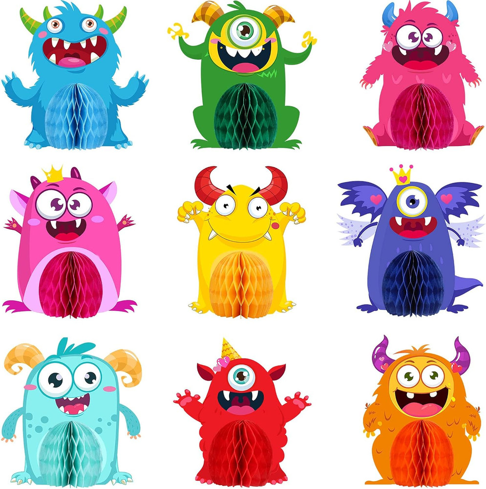 9 Sets Monster Honeycomb Centerpieces Little Monster Birthday Party Table Decora
