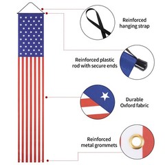 2 Pack 4th of July Outdoor Hanging American Flag Banners Porch Patriotic Decor