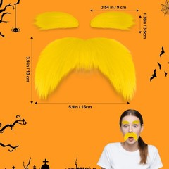 Yellow Mustache and Eyebrows for Kids Adults – Self-Adhesive Fake Beard,…