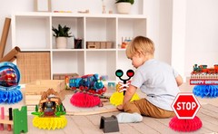 Train 3D Table Honeycomb Centerpiece Transportation Birthday Party Supplies Set