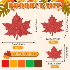 90 PCS Fall Maple Leaves Printed Glitter Paper Leaf Cutouts Bulletin Board